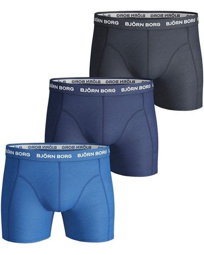 Björn Borg Caleçons Boxer-shorts Lot de 3 Bleu Uni