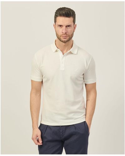 Yes-Zee T-shirt Polo en coton avec boutons - Blanc