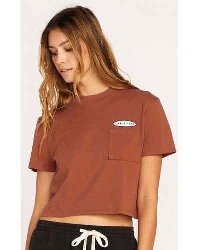 Volcom T-shirt Camiseta Chica Pocket dial - Dark Clay - Marron