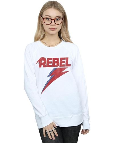 David Bowie Sweat-shirt Distressed Rebel - Blanc