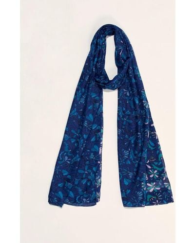 La Fiancee Du Mekong Echarpe Grand foulard rectangulaire imprimé GRIMM - Bleu