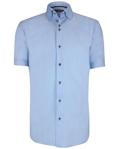 Emporio Balzani Chemise chemisette lin classique coupe droite olina bleu