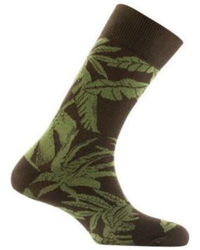 Kindy Chaussettes Mi-chaussettes en coton motif tropical MADE IN FRANCE - Vert