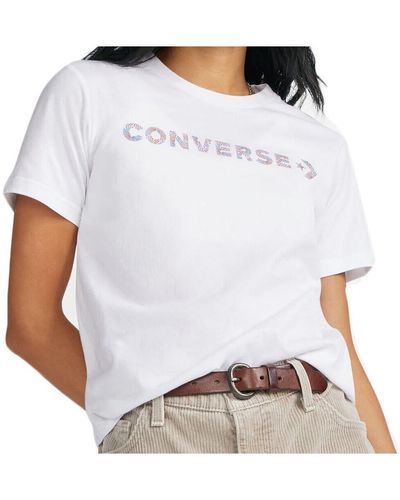 Converse Polo WORDMARK SHORT SLEEVE T-SHIRT - Blanc