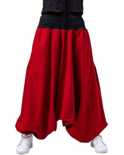 Fantazia Pantalon Sarouel unisexe grande taille bicolore Sahwah - Rouge