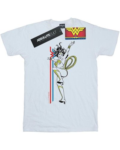 Dc Comics T-shirt Wonder Woman Retro Pose - Bleu