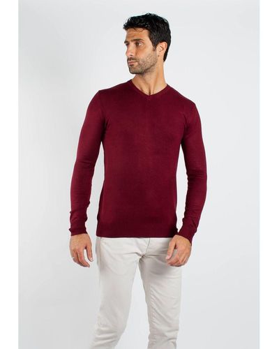 Hollyghost Pull Pull fin col V YY03 - Bordeaux - Rouge