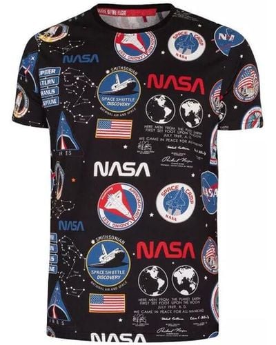 Alpha T-shirt NASA AOP - Bleu