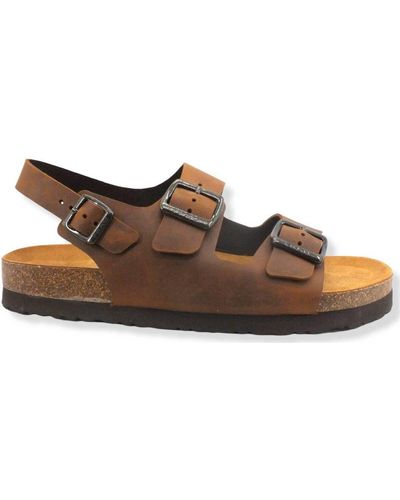 Frau Chaussures Sandalo Uomo Flat Cuoio Marrone Cognac 19M689
