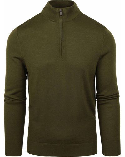 Suitable Sweat-shirt Merino Half Zip Sweater Olive Green - Vert