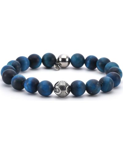 Sixtystones Bracelets Bracelet Acier Pierres Naturelles -Medium-18cm - Bleu