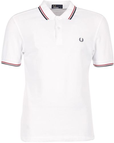 Fred Perry Polo blanc rouge vif rouge et bleu marine