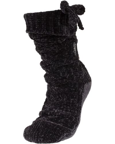Isotoner Chaussettes Chaussettes anti-dérapantes en maille chenille - Noir