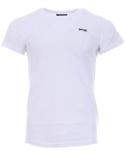 Schott Nyc T-shirt TSCREW.EMB - Blanc