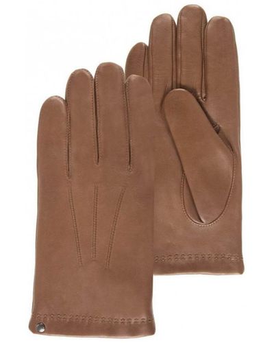 Isotoner Gants gants cuir cachemire et soie caramel 69077 - Marron