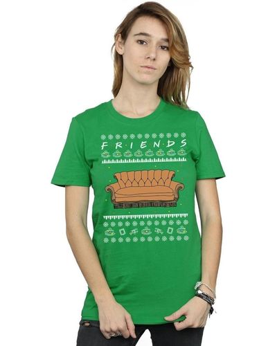 Friends T-shirt Fair Isle Couch - Vert