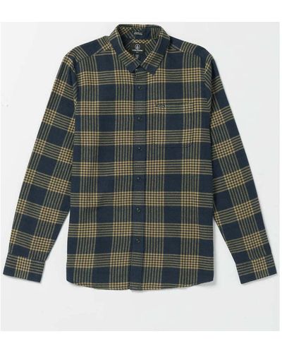 Volcom Chemise Camisa Caden Plaid - Navy - Vert