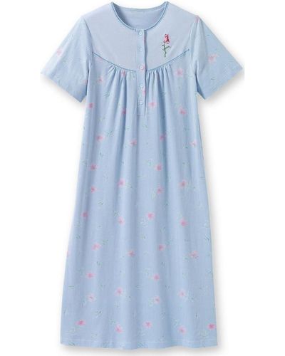 Lingerelle Pyjamas / Chemises de nuit by Daxon - Chemise de nuit longue classique - Bleu