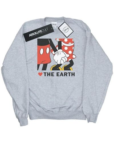 Disney Sweat-shirt Mickey Mouse Heart The Earth - Gris