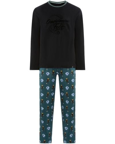 Arthur Pyjamas / Chemises de nuit Pyjama Long coton biologique fermée - Noir