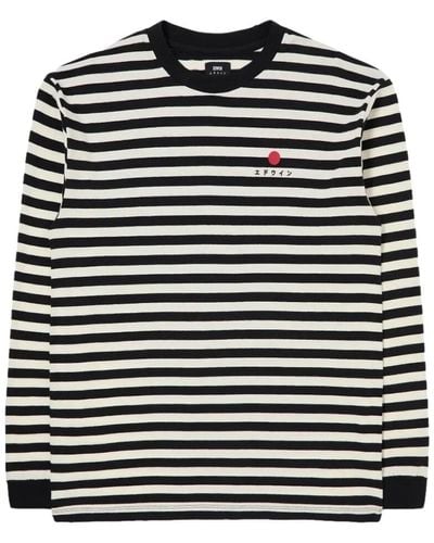 Edwin T-shirt Basic Stripe T-Shirt LS - Black/White - Noir
