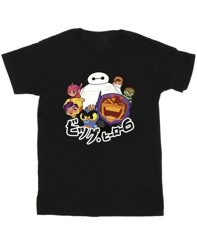 Disney T-shirt Big Hero 6 Baymax Group Manga - Noir