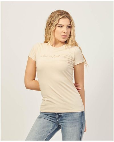 EAX T-shirt - T-shirt coupe slim avec logo pailleté - Neutre