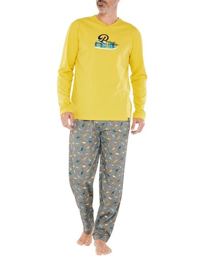 Arthur Pyjamas / Chemises de nuit Pyjama Long coton régular - Jaune