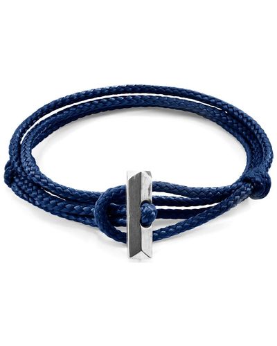 Anchor and Crew Bracelets Bracelet Oxford Argent Et Corde - Bleu