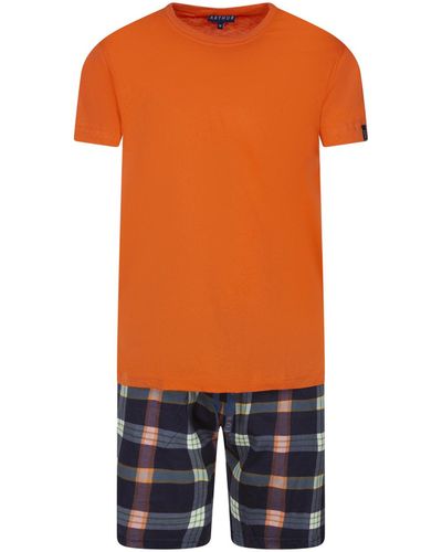 Arthur Pyjamas / Chemises de nuit Pyjama court coton tartan - Orange