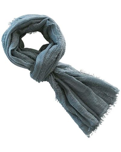 Chapeau-Tendance Echarpe Cheche froissé uni écharpe foulard - Bleu