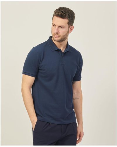 Refrigue T-shirt Polo en coton bleu avec logo sur la poitrine