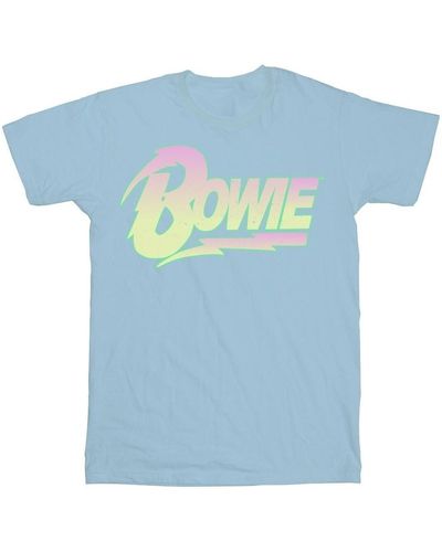 David Bowie T-shirt Neon Logo - Bleu