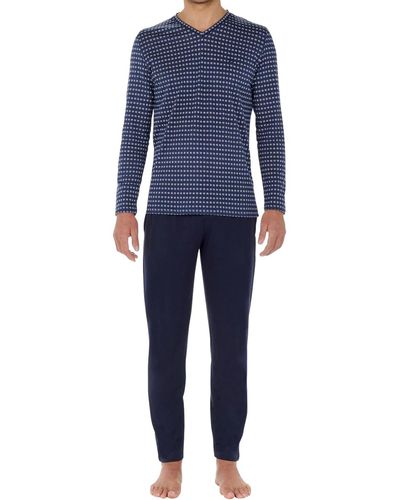 Hom Pyjamas / Chemises de nuit Pyjama coton long - Bleu
