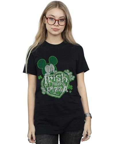 Disney T-shirt Mickey Mouse Shamrock Pizza - Vert