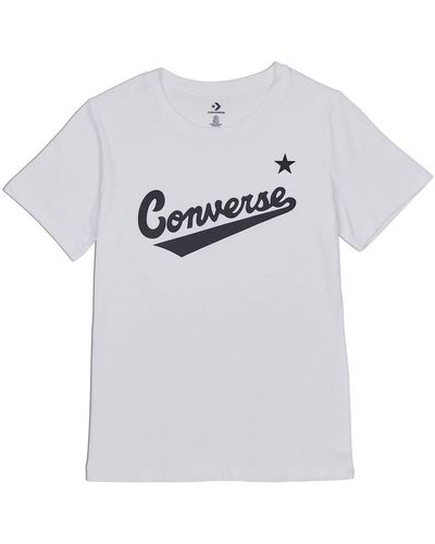 Converse T-shirt Scripted Wordmark Tee - Blanc