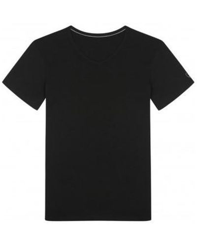 Mariner Pyjamas / Chemises de nuit T-shirt col V en Viscose de Bambou - Noir