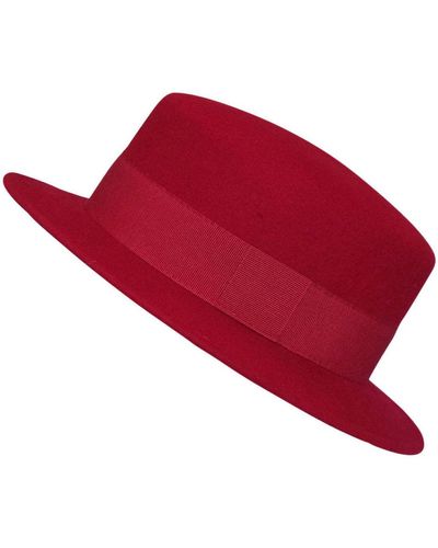 Chapeau-Tendance Chapeau Canotier feutre de laine CLEMENTINE T59 - Rouge
