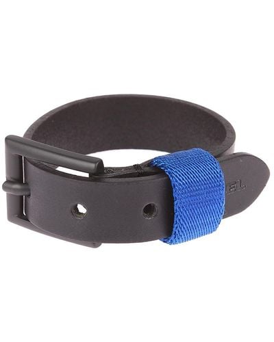 DIESEL Bracelets Bracelet ajustable A-RZE en cuir de vache lisse noir - Bleu