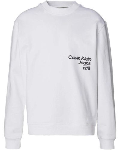 Ck Jeans Sweat-shirt Diffused Logo Crew N - Blanc