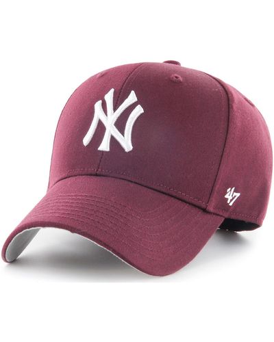 '47 Casquette 47 CAP MLB NEW YORK YANKEES RAISED BASIC MVP DARK MAROON - Violet