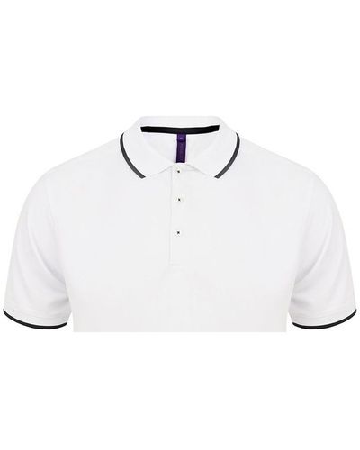 Henbury T-shirt HiCool Tipped - Blanc