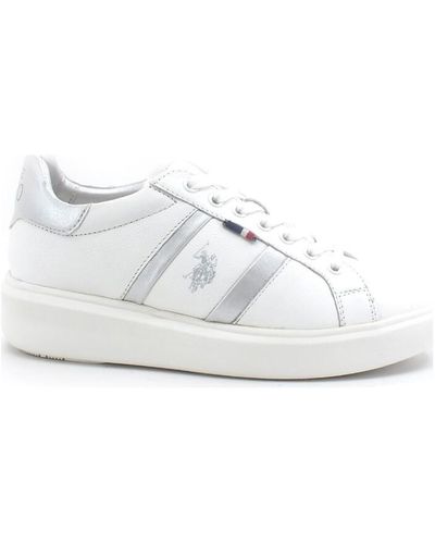 U.S. POLO ASSN. Bottes U.S. POLO Sneaker Leather White Silver CARDI001 - Blanc