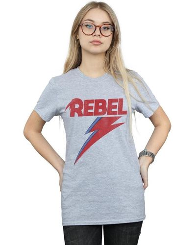 David Bowie T-shirt Distressed Rebel - Gris