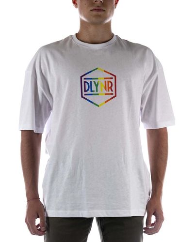 DOLLY NOIRE T-shirt T-Shirt Rainbow Dlynr Logo Over Bianca - Gris