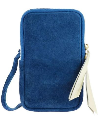 Dupond Durand Sac HACE mini sac à bandoulière pour téléphone en cuir daim - Bleu