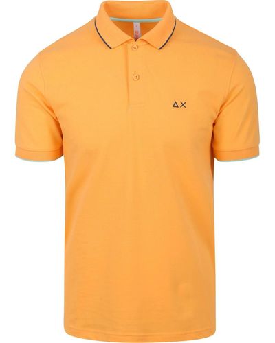 Sun 68 T-shirt Polo Petites Rayures Collar Orange