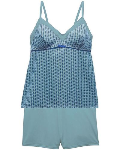 Pommpoire Pyjamas / Chemises de nuit Top-short turquoise Rose - Bleu