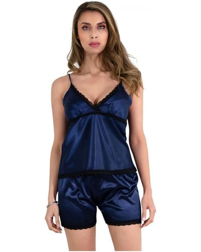 Kebello Pyjamas / Chemises de nuit Ensemble pyjashort fines bretelles en satin Bleu F