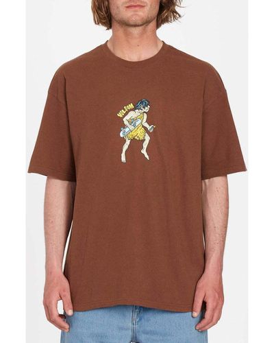 Volcom T-shirt Camiseta Todd Bratrud 2 SS Burro Brown - Marron